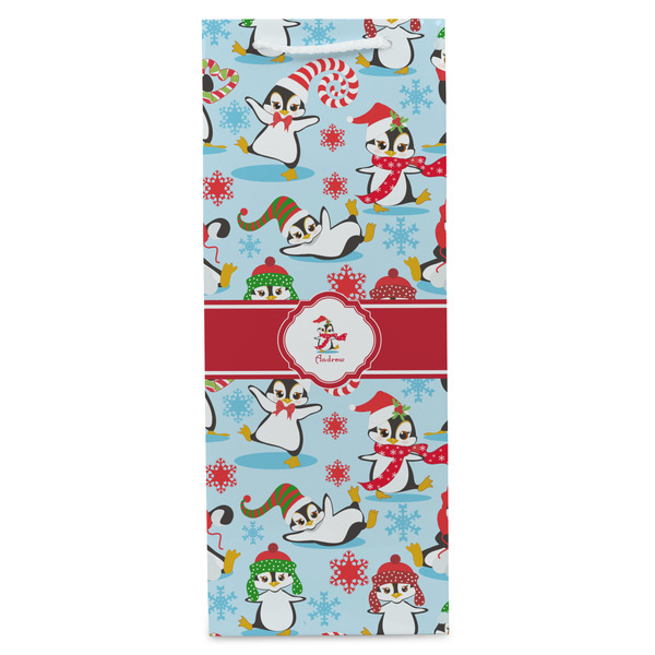Christmas Penguins Wine Gift Bag - Gloss - Front