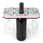 Christmas Penguins Wine Bottle & Glass Holder (Personalized)