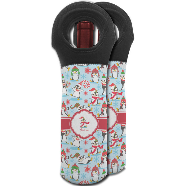 Christmas Penguins Wine Tote Bag - MAIN