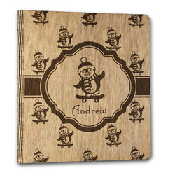 Christmas Penguins Wood 3-Ring Binder - 1" Letter Size (Personalized)