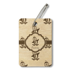 Christmas Penguins Wood Luggage Tag - Rectangle (Personalized)