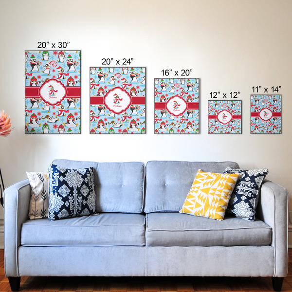 Christmas Penguins Wood Prints - Size Comparison