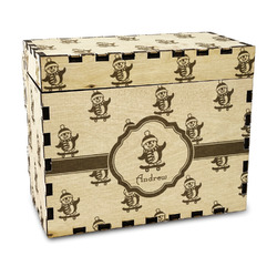 Christmas Penguins Wood Recipe Box - Laser Engraved (Personalized)