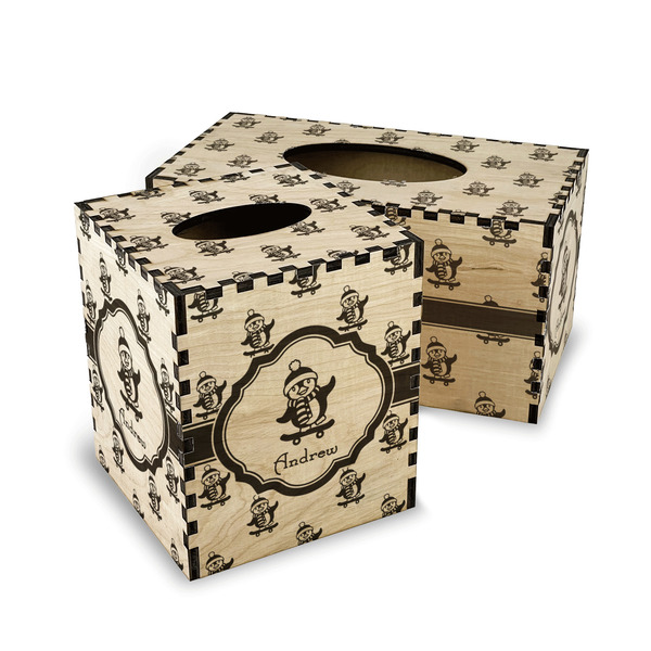 Christmas Penguins Wood Tissue Box Covers - Parent/Main