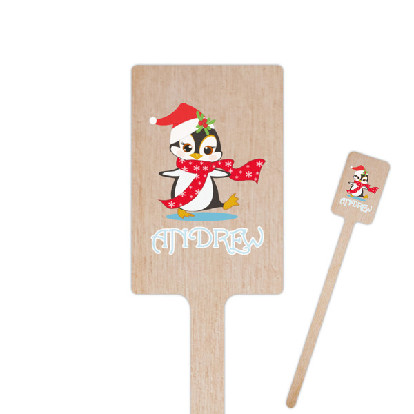 Custom Christmas Penguins Rectangle Wooden Stir Sticks (Personalized)