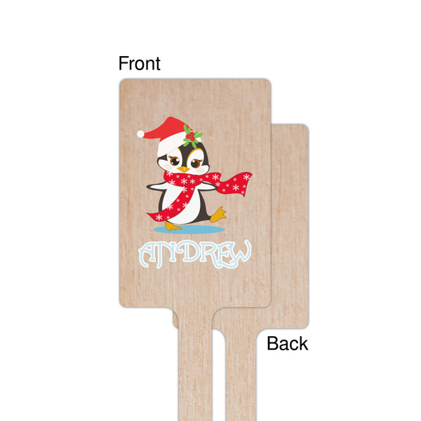 Christmas Penguins Wooden 6.25" Stir Stick - Rectangular - Single - Front & Back