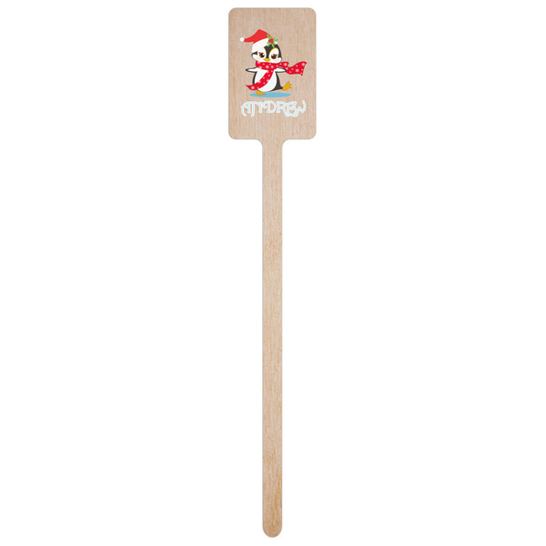 Christmas Penguins Wooden 6.25" Stir Stick - Rectangular - Single Stick