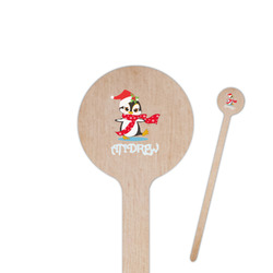 Christmas Penguins 6" Round Wooden Stir Sticks - Double Sided (Personalized)