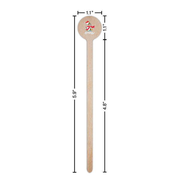 Christmas Penguins Wooden 6" Stir Stick - Round - Dimensions