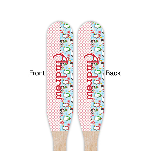 Christmas Penguins Wooden Food Pick - Paddle - Double Sided - Front & Back