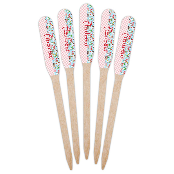 Christmas Penguins Wooden Food Pick - Paddle - Fan View