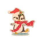 Christmas Penguins Genuine Maple or Cherry Wood Sticker (Personalized)