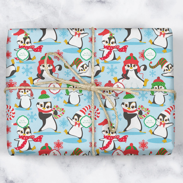 Christmas Penguins Wrapping Paper Roll - Matte - Wrapped Box