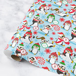 Christmas Penguins Wrapping Paper Roll - Small (Personalized)