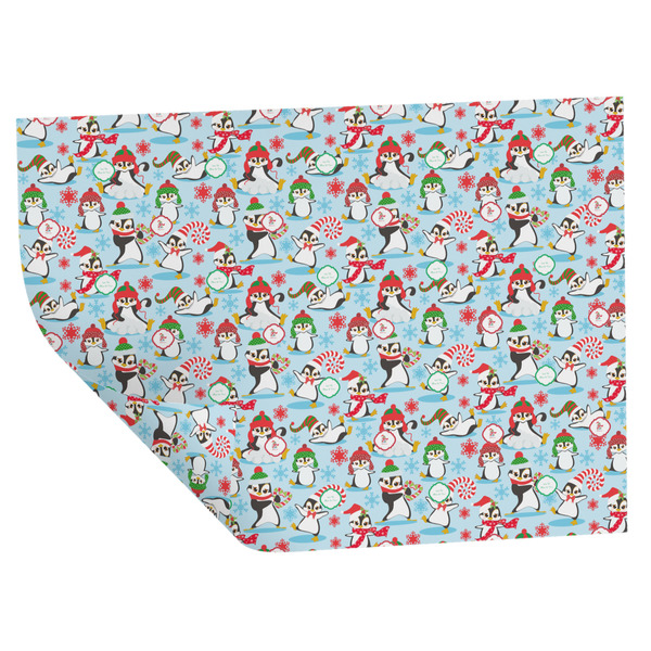 Christmas Penguins Wrapping Paper Sheet - Double Sided - Folded
