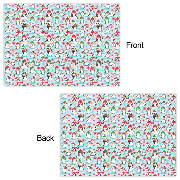 Christmas Penguins Wrapping Paper Sheet - Double Sided - Front & Back