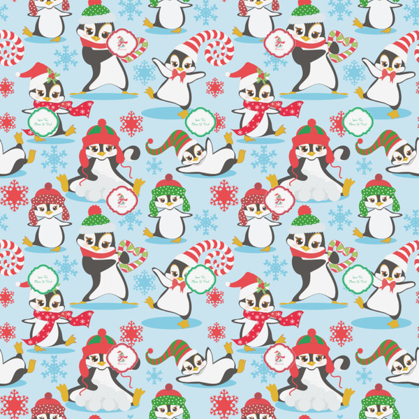Christmas Penguins Wrapping Paper Square