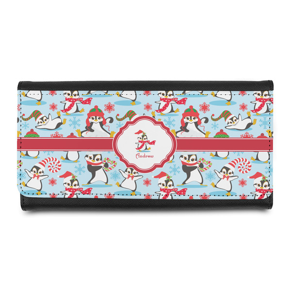 Custom Christmas Penguins Leatherette Ladies Wallet (Personalized)