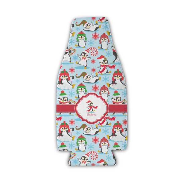 Custom Christmas Penguins Zipper Bottle Cooler (Personalized)