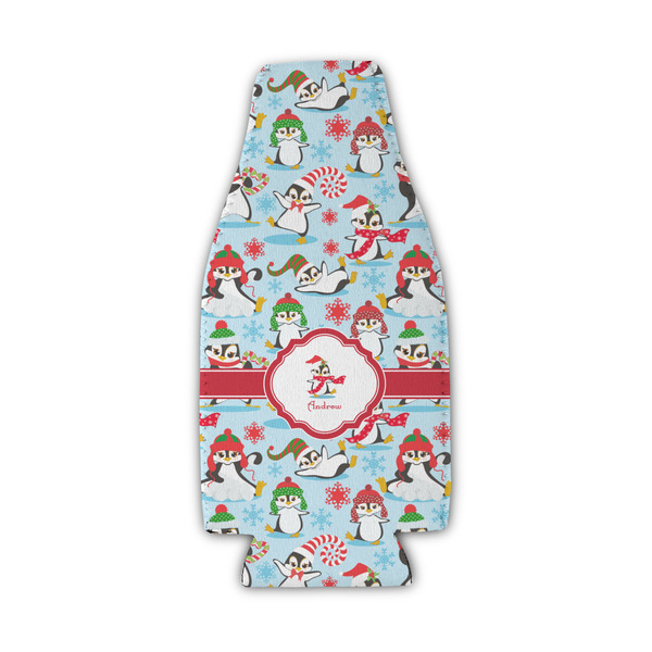 Christmas Penguins Zipper Bottle Cooler - Set of 4 - FRONT