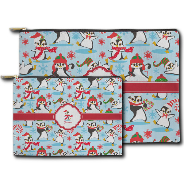 Christmas Penguins Zippered Pouches - Size Comparison
