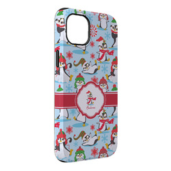 Christmas Penguins iPhone Case - Rubber Lined - iPhone 14 Plus (Personalized)