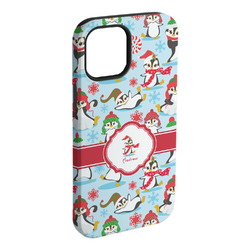 Christmas Penguins iPhone Case - Rubber Lined - iPhone 15 Plus (Personalized)