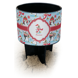 Christmas Penguins Black Beach Spiker Drink Holder (Personalized)