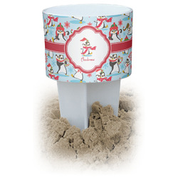 Christmas Penguins White Beach Spiker Drink Holder (Personalized)