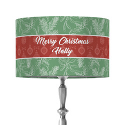 Christmas Holly 12" Drum Lamp Shade - Fabric (Personalized)