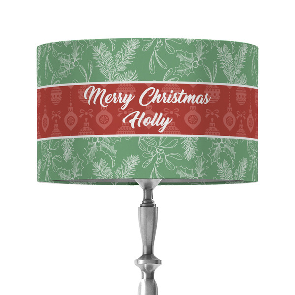 Custom Christmas Holly 12" Drum Lamp Shade - Fabric (Personalized)