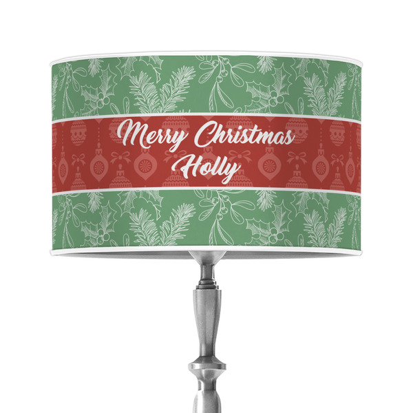 Custom Christmas Holly 12" Drum Lamp Shade - Poly-film (Personalized)