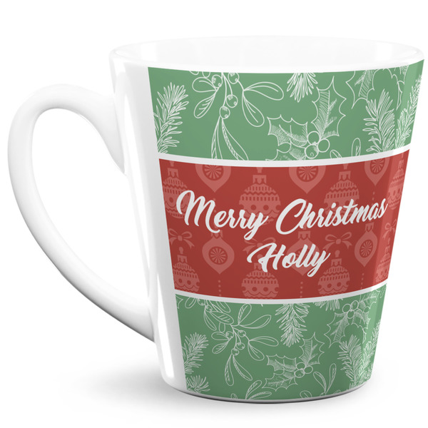Custom Christmas Holly 12 Oz Latte Mug (Personalized)