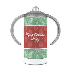 Christmas Holly 12 oz Stainless Steel Sippy Cup (Personalized)