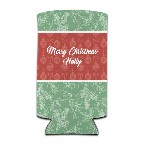 Custom Christmas Holly Can Cooler (tall 12 oz) (Personalized)