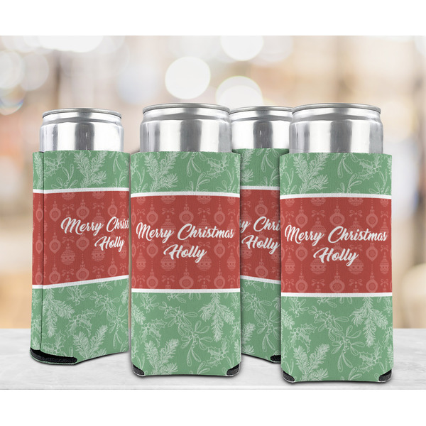 Christmas Holly 12oz Tall Can Sleeve - Set of 4 - LIFESTYLE