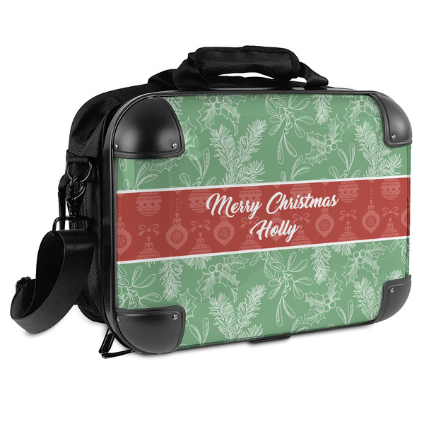 Custom Christmas Holly Hard Shell Briefcase - 15" (Personalized)