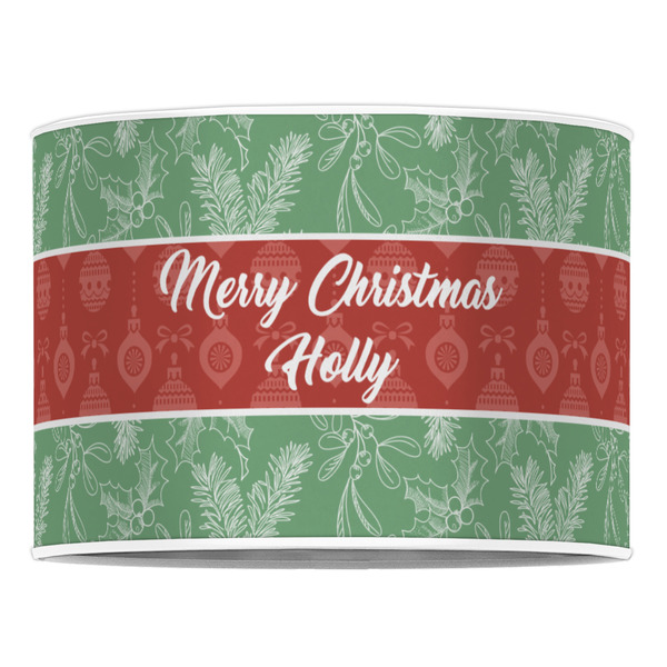 Christmas Holly 16" Drum Lampshade - FRONT (Poly Film)