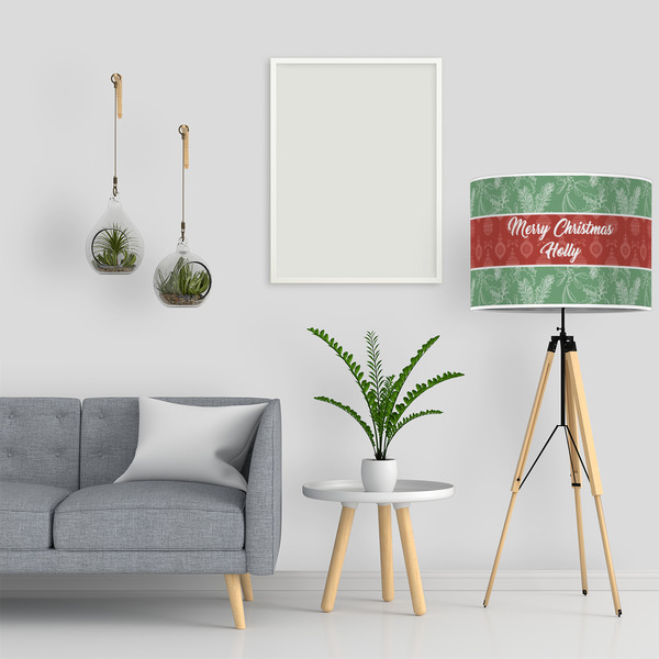 Christmas Holly 16" Drum Lampshade - LIFESTYLE