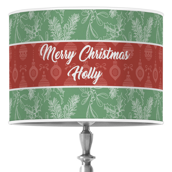 Custom Christmas Holly 16" Drum Lamp Shade - Poly-film (Personalized)