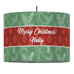 Christmas Holly 16" Drum Pendant Lamp - Fabric (Personalized)
