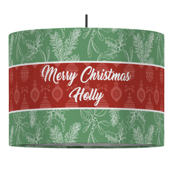 Custom Christmas Holly Drum Pendant Lamp (Personalized)