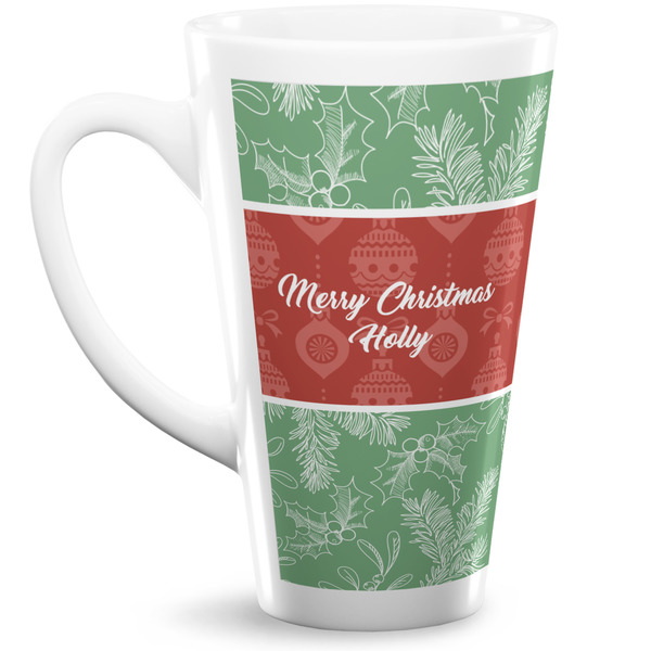 Custom Christmas Holly 16 Oz Latte Mug (Personalized)