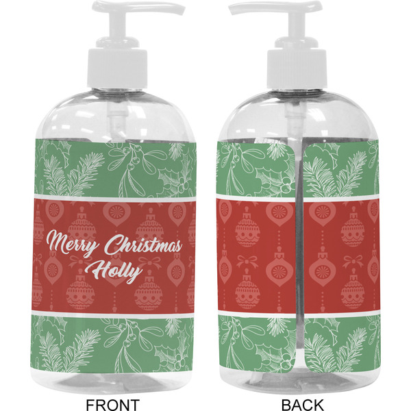 Christmas Holly 16 oz Plastic Liquid Dispenser- Approval- White