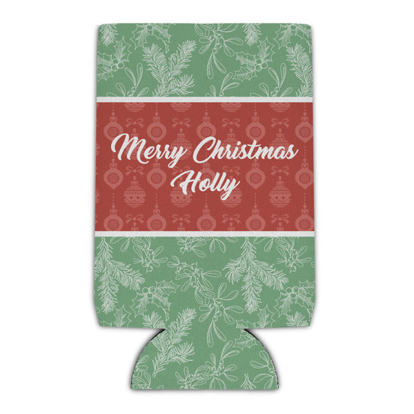 Custom Christmas Holly Can Cooler (16 oz) (Personalized)