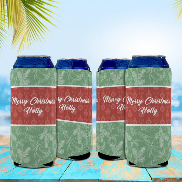 Christmas Holly 16oz Can Sleeve - Set of 4 - LIFESTYLE