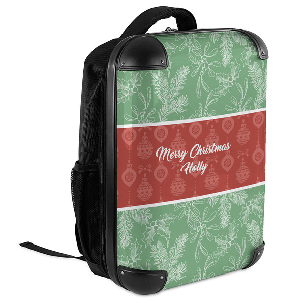 Christmas Holly 18" Hard Shell Backpacks - ANGLED VIEW