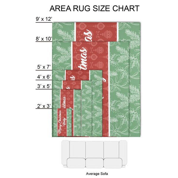 Christmas Holly 2'x3' Indoor Area Rugs - Size Chart