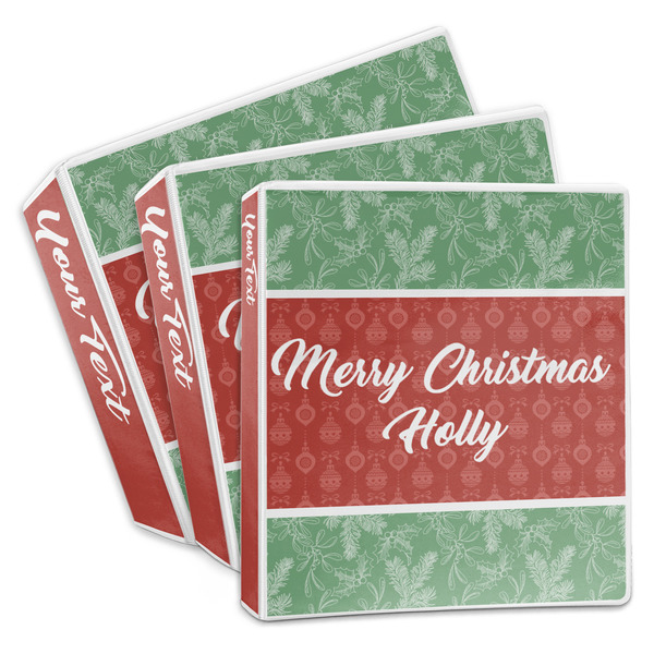 Custom Christmas Holly 3-Ring Binder (Personalized)