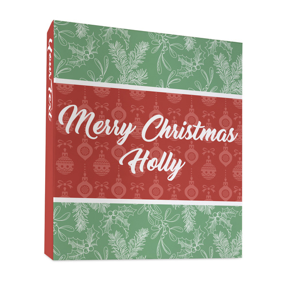 Custom Christmas Holly 3 Ring Binder - Full Wrap - 1" (Personalized)